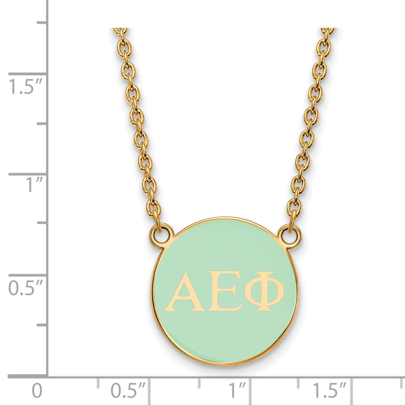 Sterling Gold-plate Alpha Epsilon Phi Small  Enamel Pendant 18" Necklace - Picture 2 of 2